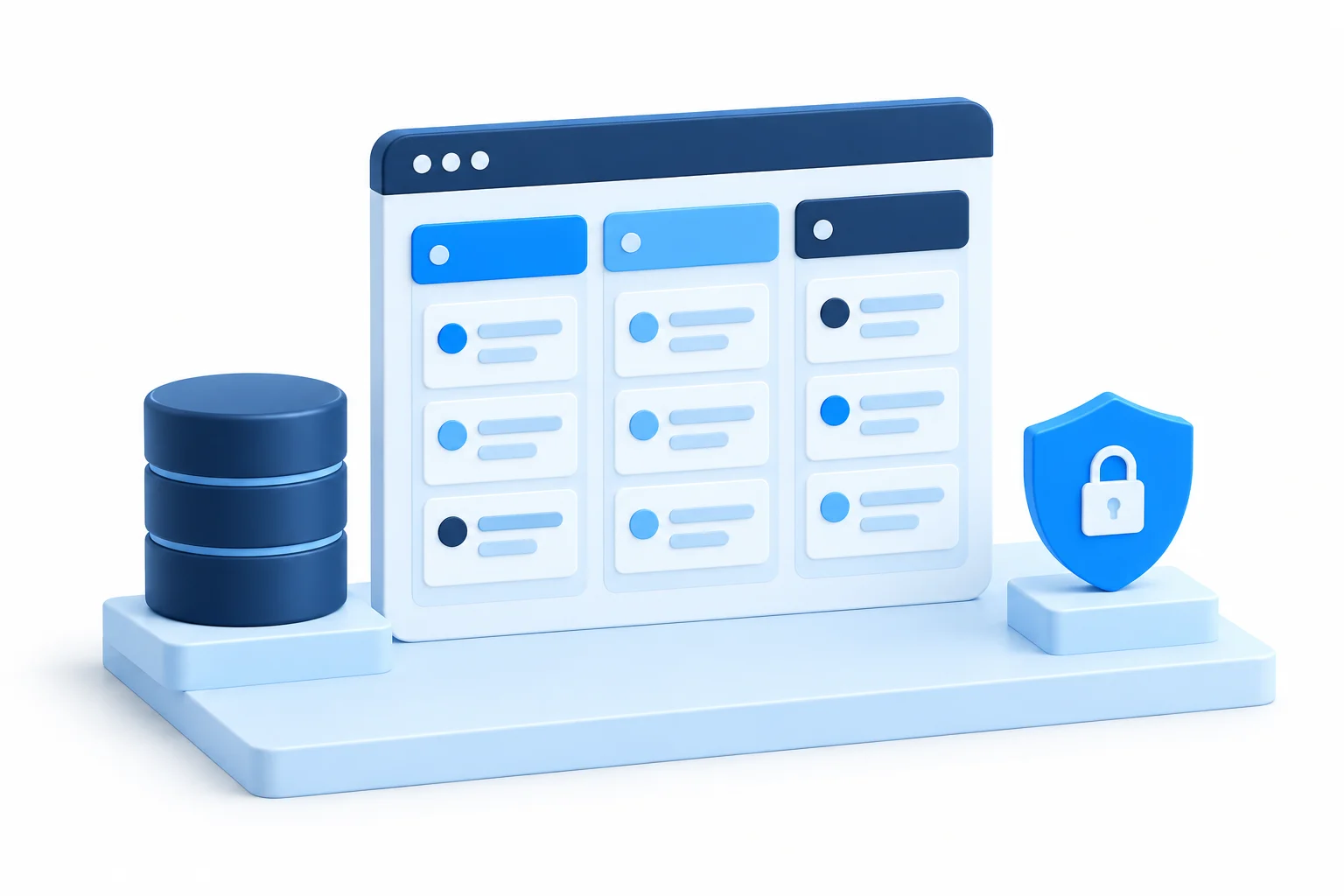 Ilustracja aplikacji webowej z workflow, wspólnymi danymi i kontrolą dostępu